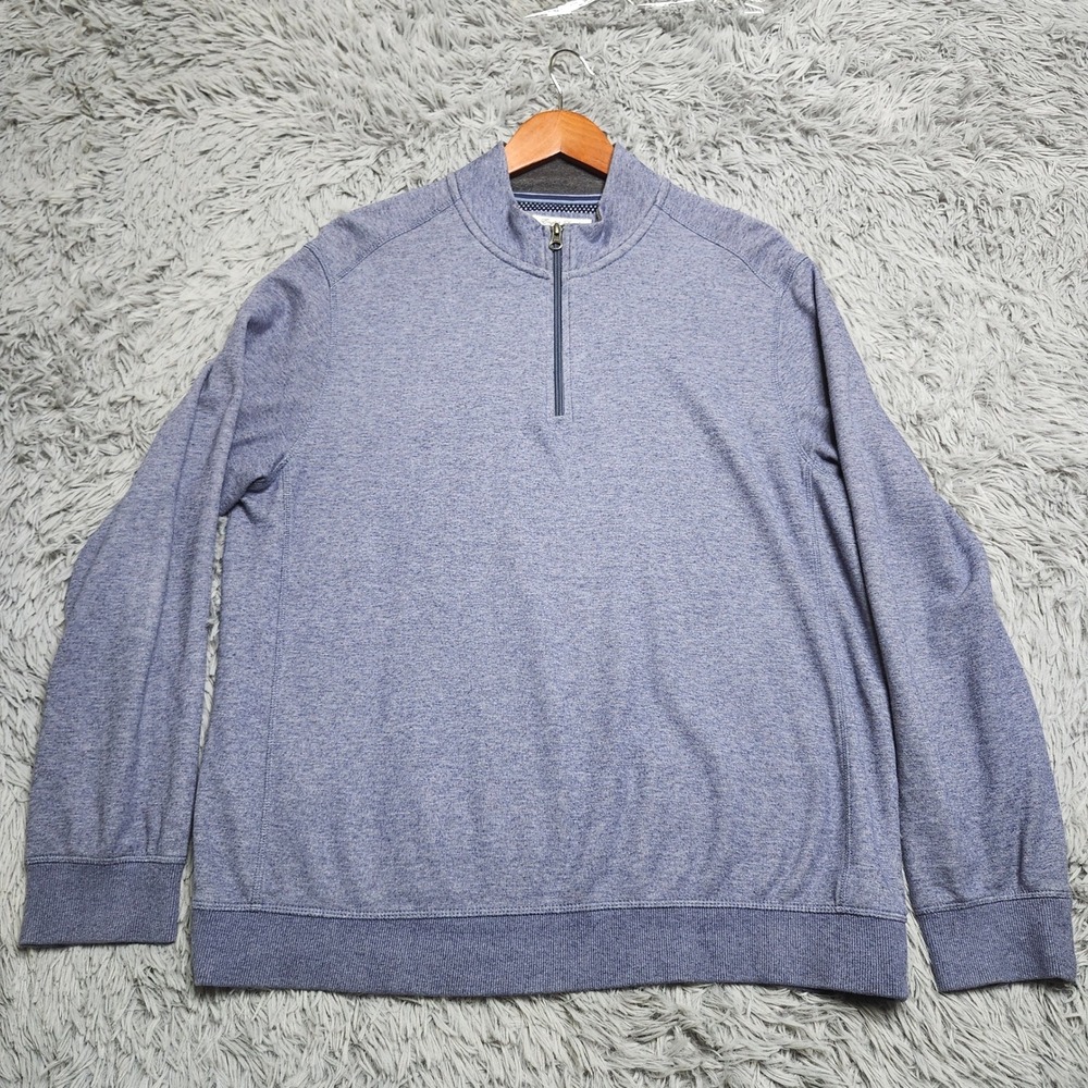 English Laundry Sweater Sweatshirt Mens XL‎ Blue Heathered 1/4 Zip Pullover